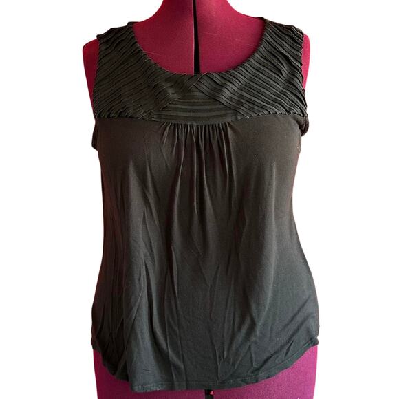 Womens Top Size XL Black Tank Pleated Detail Whimsigoth Goth Punk Dark Academia - Picture 1 of 8